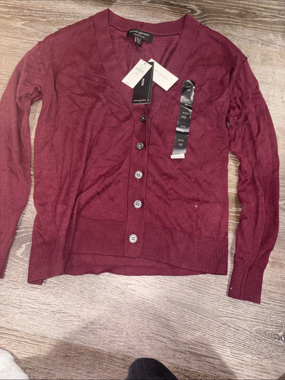 Banana Republic Women's Wine V-Neck Button Cardigan